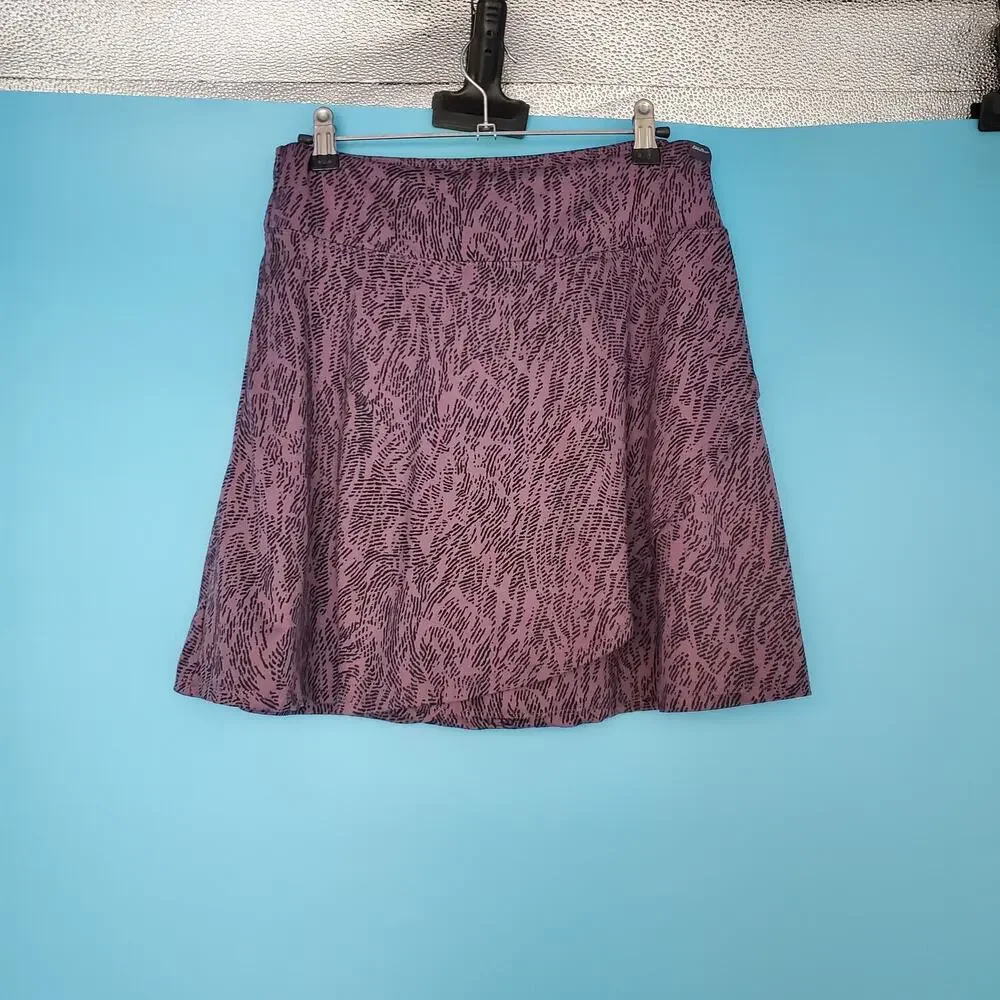 Eddie Bauer Skirt Size Medium Purple & Black Mini Wrap Style A-Line Stretch